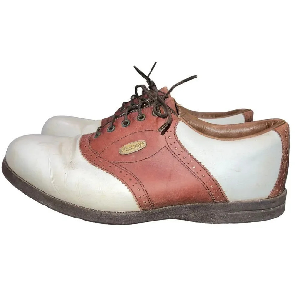 Mens Footjoy Dryjoy Golf Aqua Flex Shoes White 53629 Lace Up Spikes Low Top 11